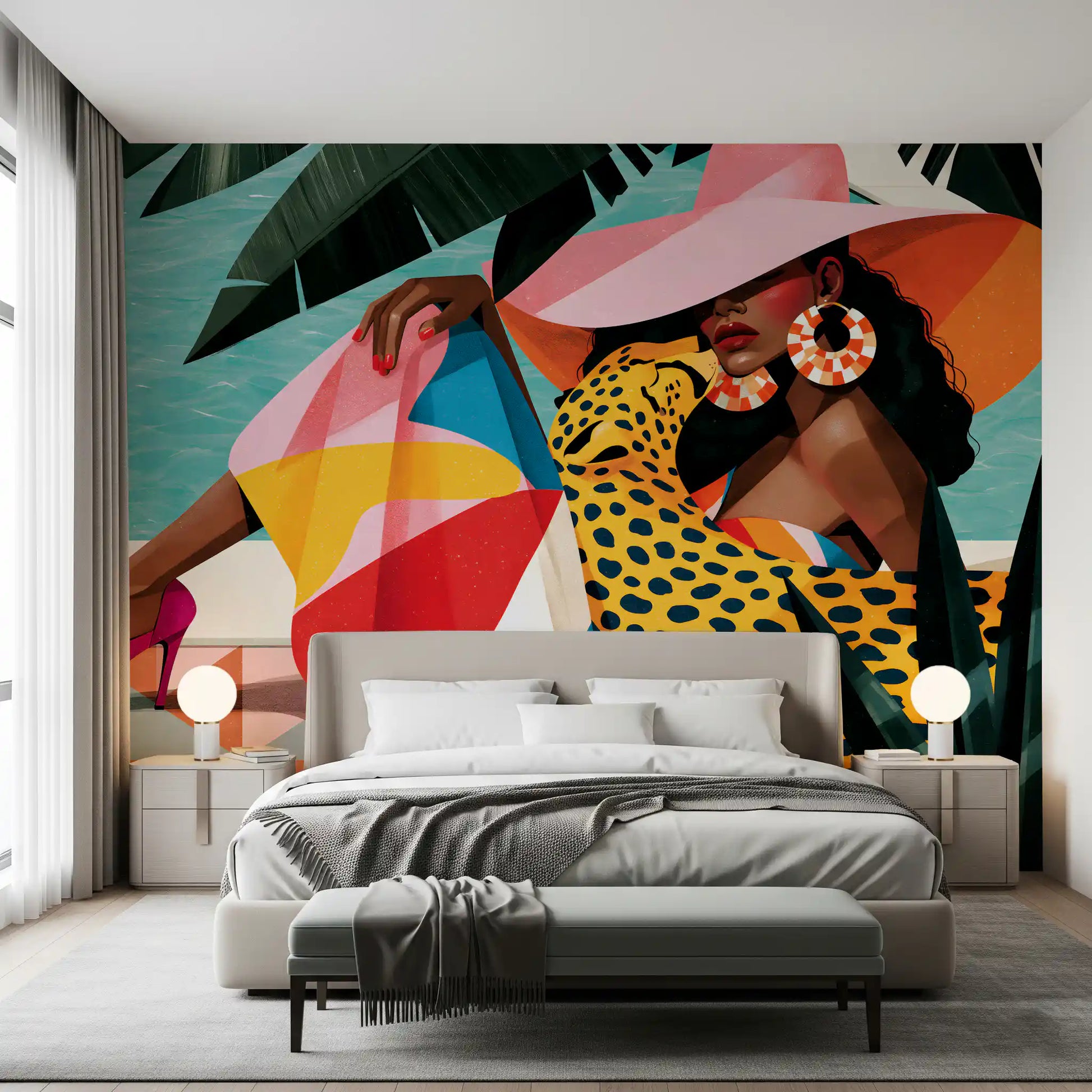 Chic Summer Leisure Illustration Wall Mural
