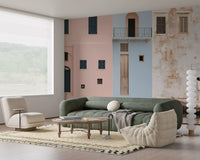 Mediterranean Harbor Pastel Facades Wall Mural