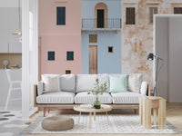 Mediterranean Harbor Pastel Facades Wall Mural
