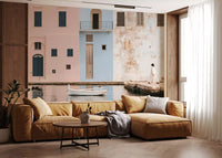 Mediterranean Harbor Pastel Facades Wall Mural