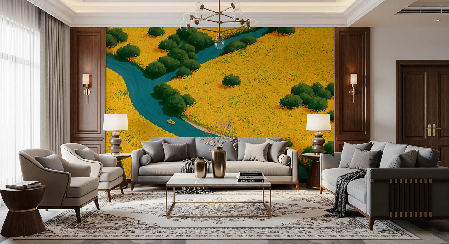Summer Wildflower Stream Vista Wall Mural