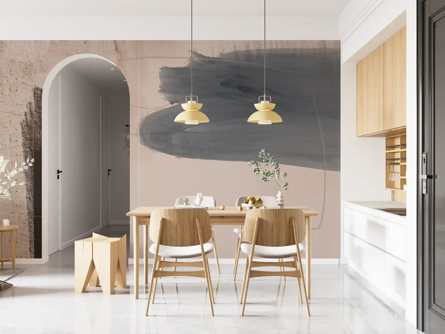Brushed Silence - blue-grey-abstract Wall Mural