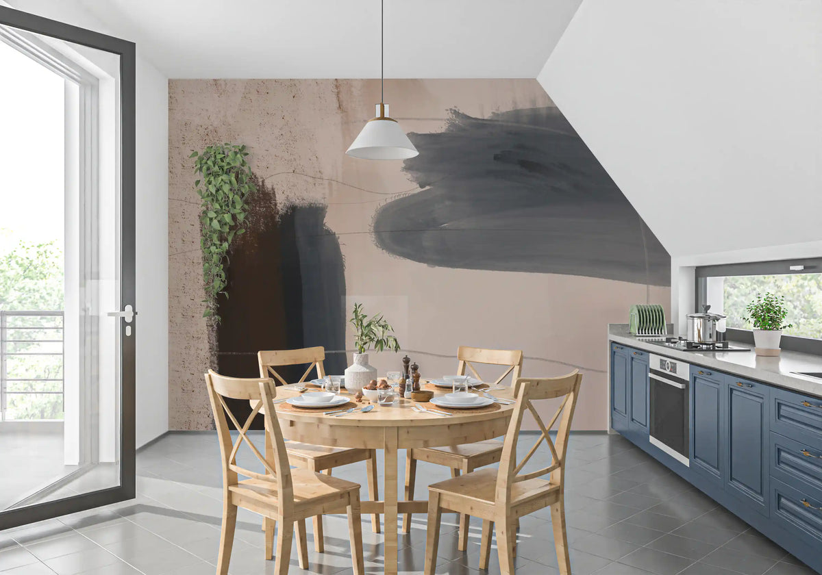 Brushed Silence - blue-grey-abstract Wall Mural