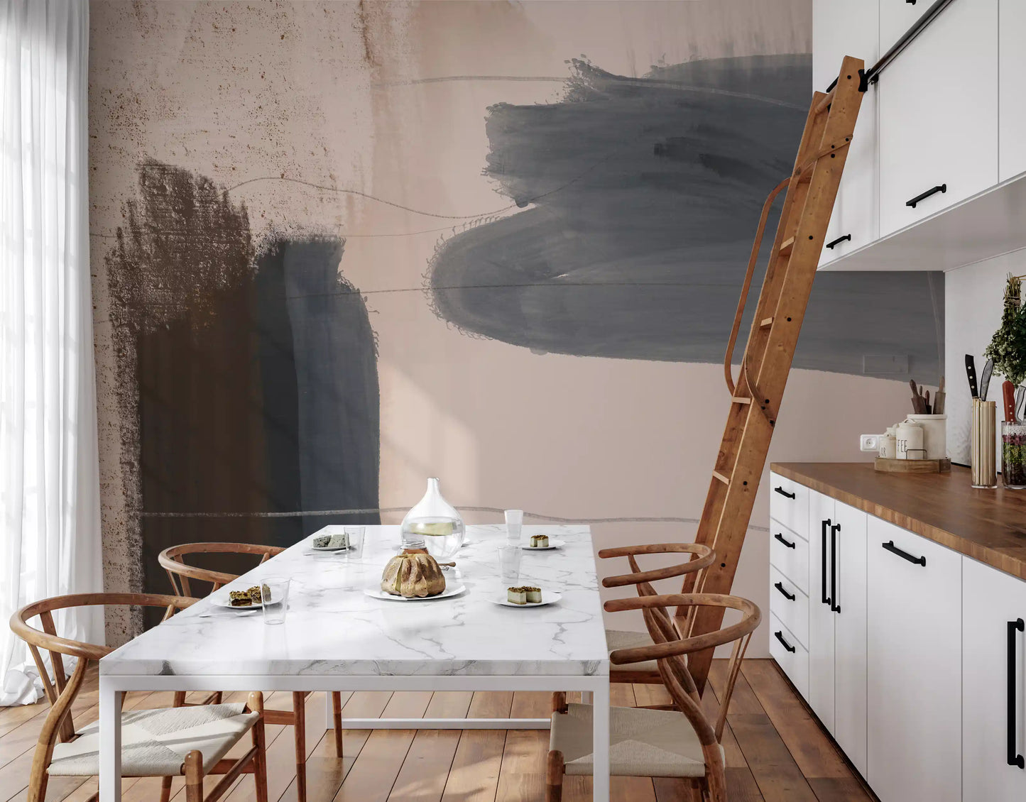 Brushed Silence - blue-grey-abstract Wall Mural