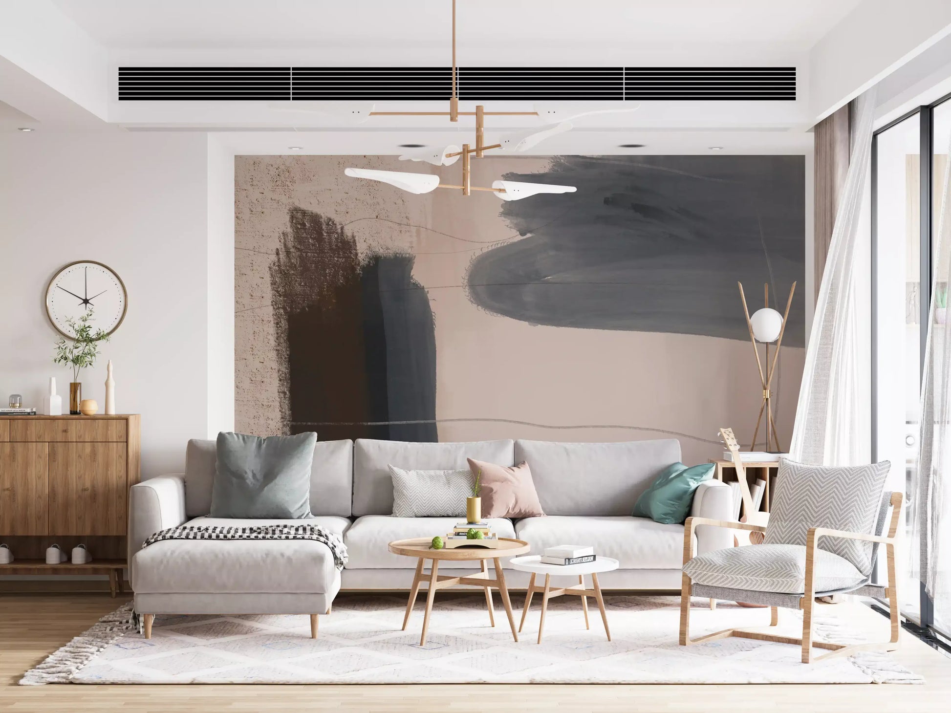 Brushed Silence - blue-grey-abstract Wall Mural