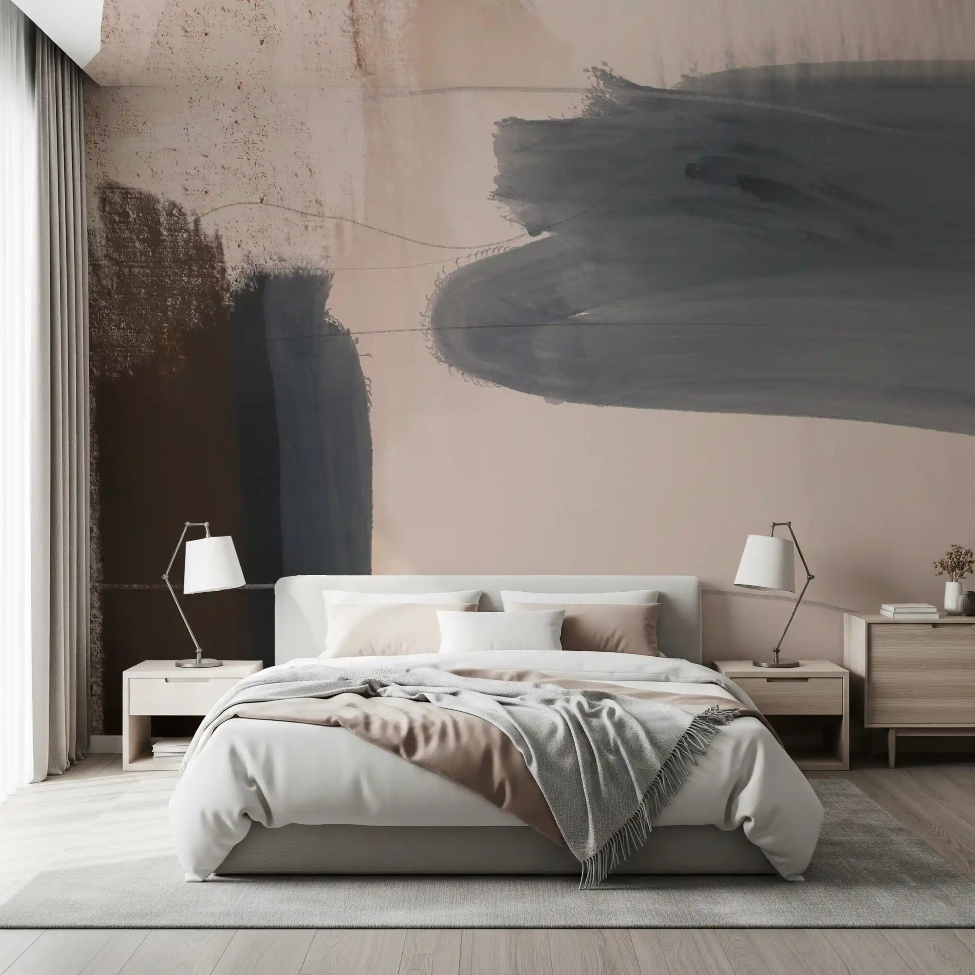 Brushed Silence - blue-grey-abstract Wall Mural