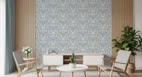 Block Print Damask Floral Wallpaper⁠