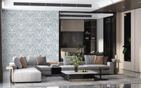 Block Print Damask Floral Wallpaper⁠