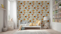 Autumn Harvest Striped Pumpkin Motif Wallpaper⁠