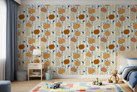 Autumn Harvest Striped Pumpkin Motif Wallpaper⁠