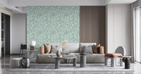 Sage Green Hand-Drawn Floral Line Art Wallpaper⁠