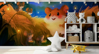 Moonlit Hamster Harvest Scene Wall Mural
