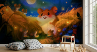 Moonlit Hamster Harvest Scene Wall Mural