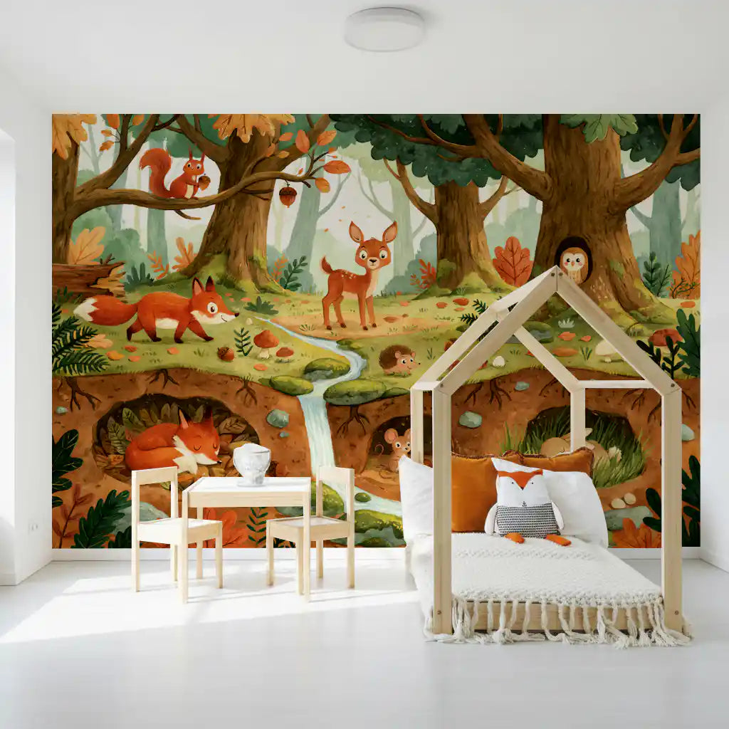 Woodland Creatures Forest Life Wall Mural