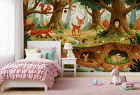 Woodland Creatures Forest Life Wall Mural