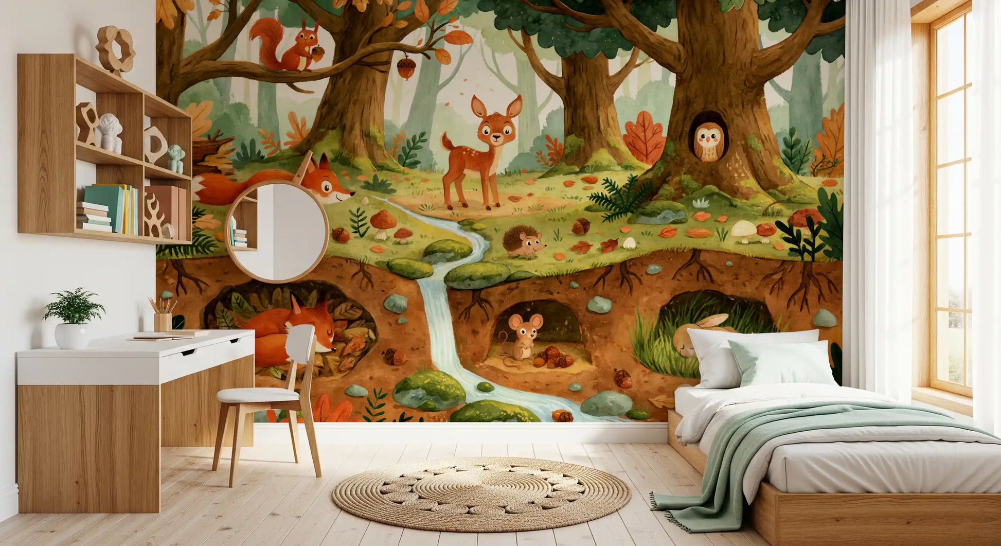 Woodland Creatures Forest Life Wall Mural