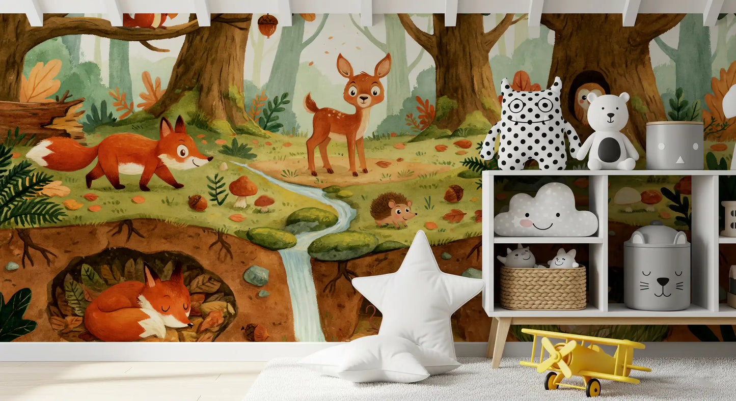 Woodland Creatures Forest Life Wall Mural