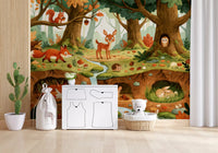 Woodland Creatures Forest Life Wall Mural