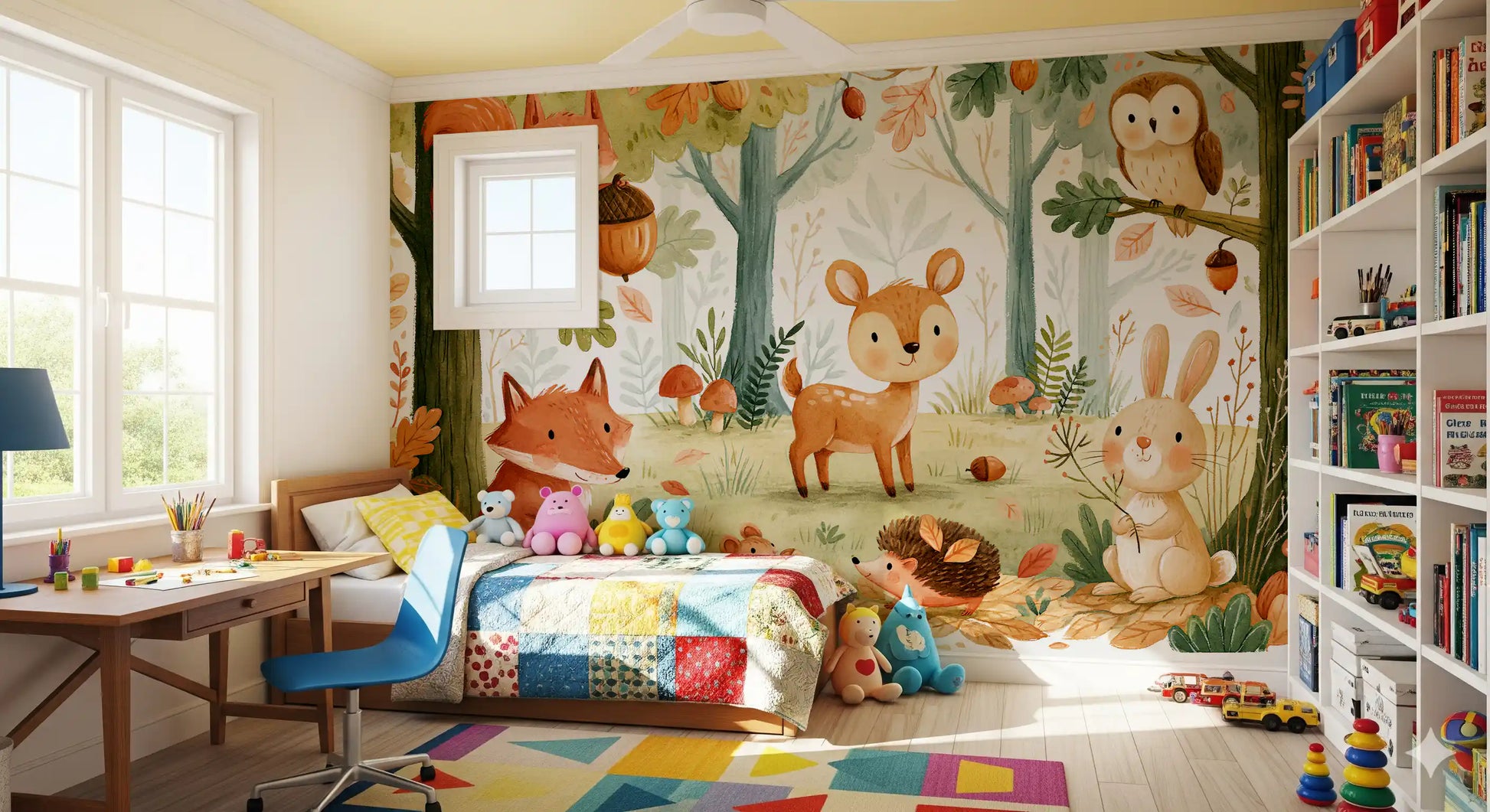 Forest Friends and Autumn Foliage Wall Mural