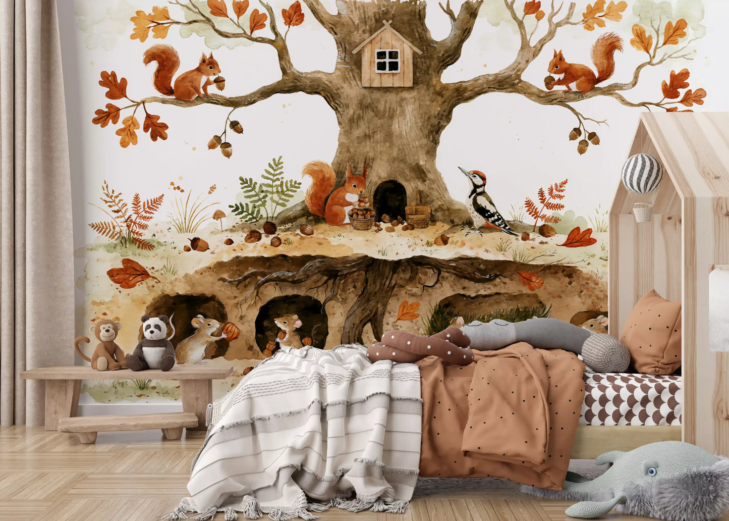 Forest Friends Treehouse Hideaway Wall Mural