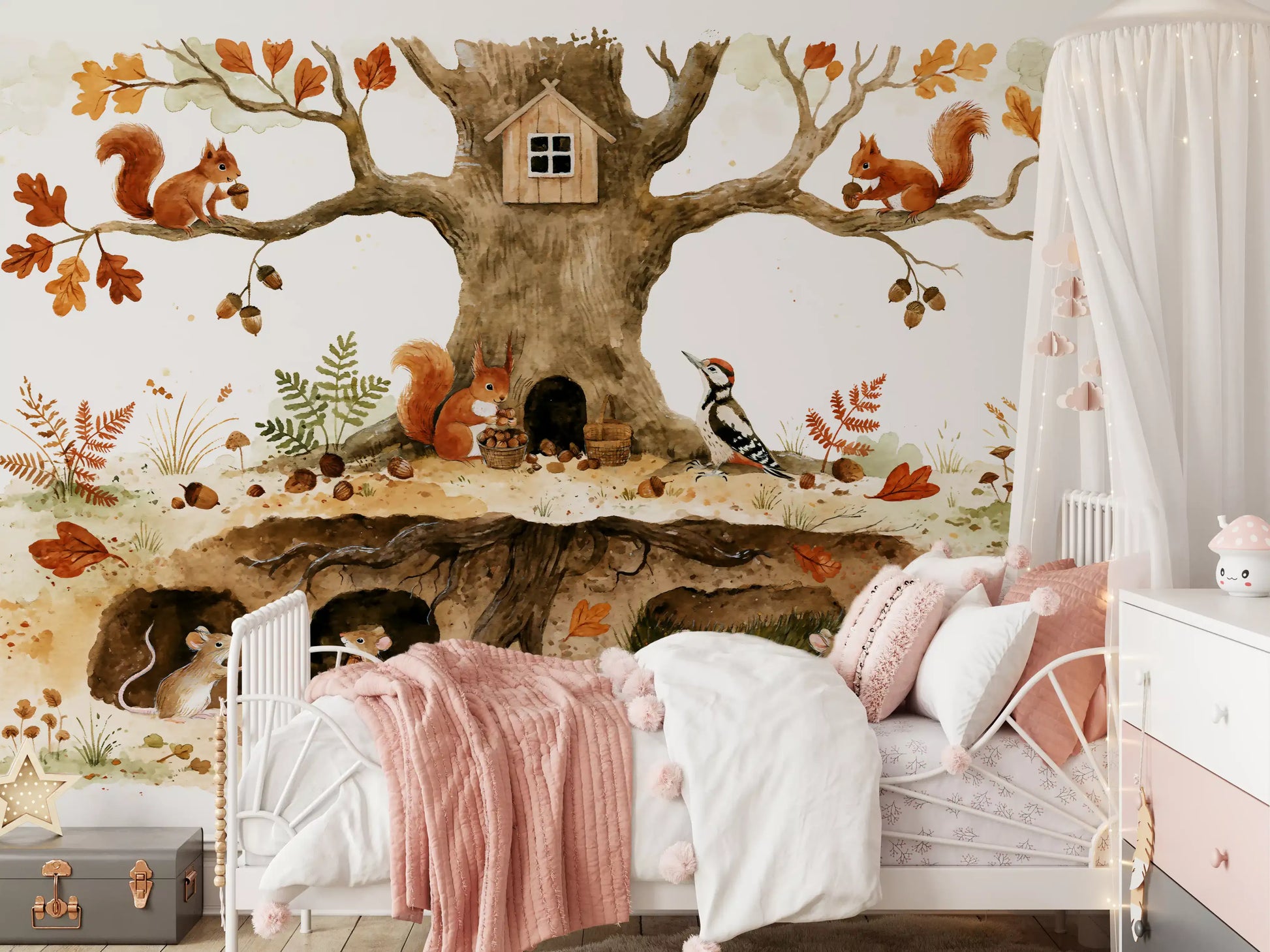 Forest Friends Treehouse Hideaway Wall Mural