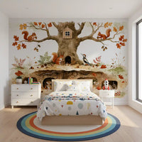 Forest Friends Treehouse Hideaway Wall Mural