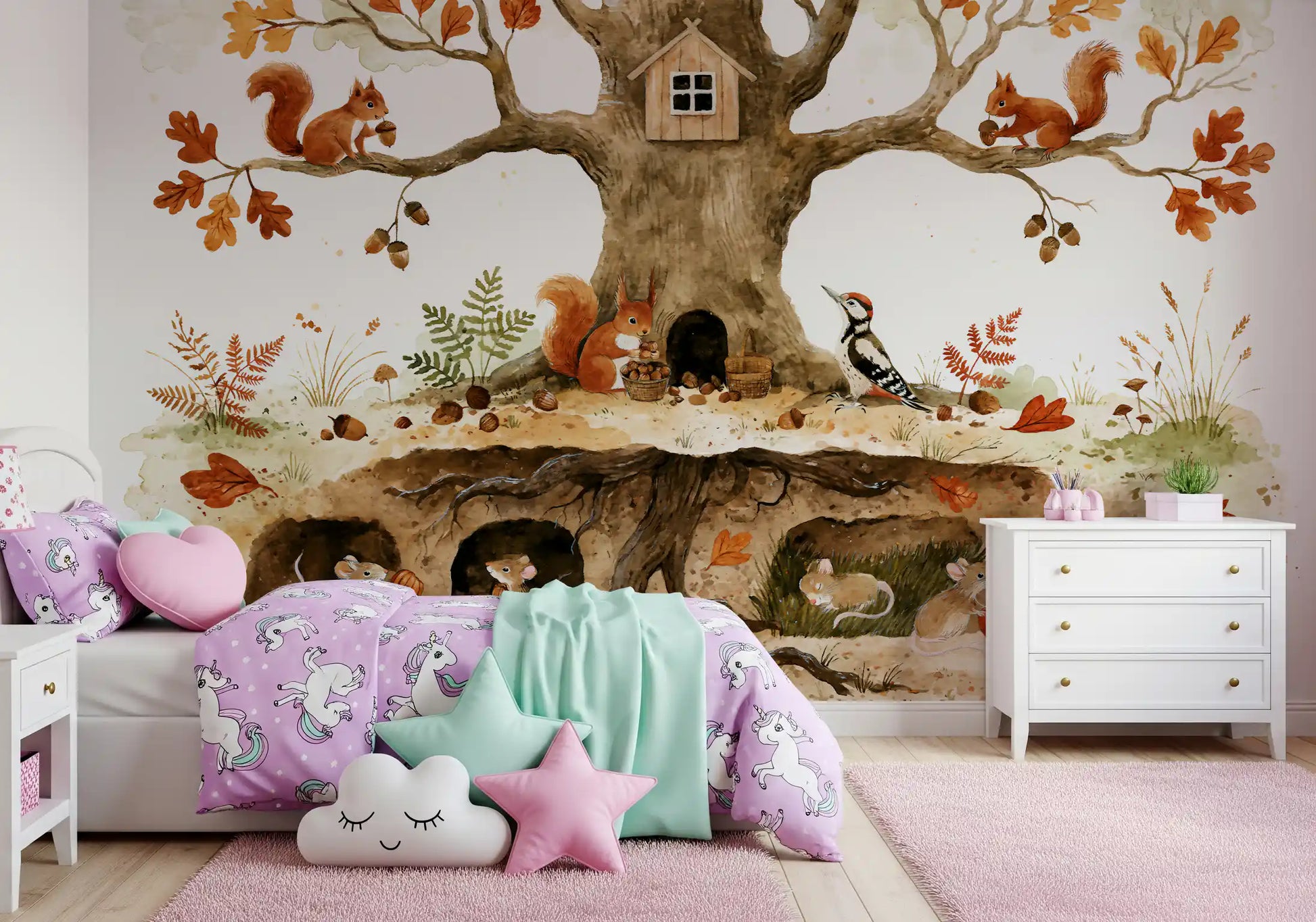 Forest Friends Treehouse Hideaway Wall Mural