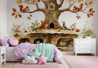 Forest Friends Treehouse Hideaway Wall Mural