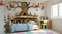 Forest Friends Treehouse Hideaway Wall Mural