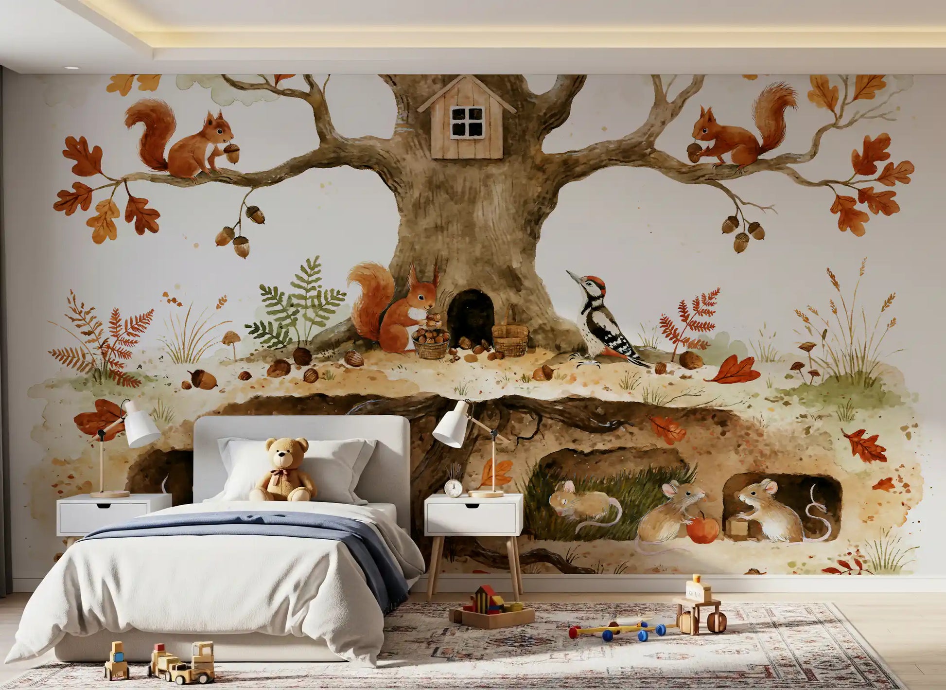 Forest Friends Treehouse Hideaway Wall Mural