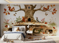 Forest Friends Treehouse Hideaway Wall Mural