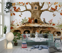 Forest Friends Treehouse Hideaway Wall Mural