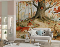 Fox and Woodland Friends Meadow Scene Wall Mural