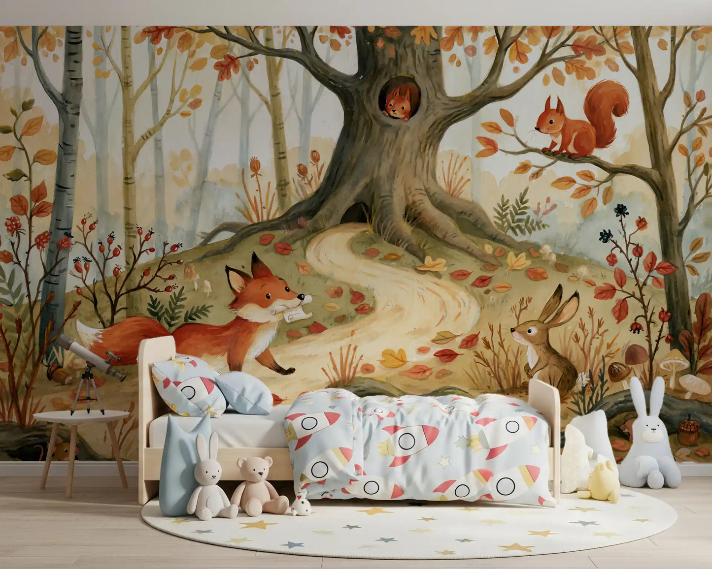 Fox and Woodland Friends Meadow Scene Wall Mural