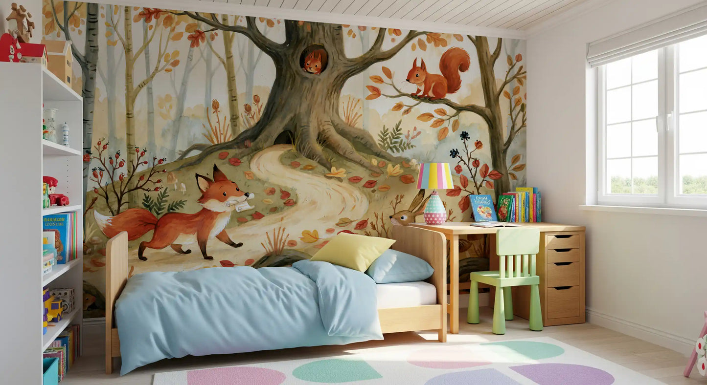 Fox and Woodland Friends Meadow Scene Wall Mural