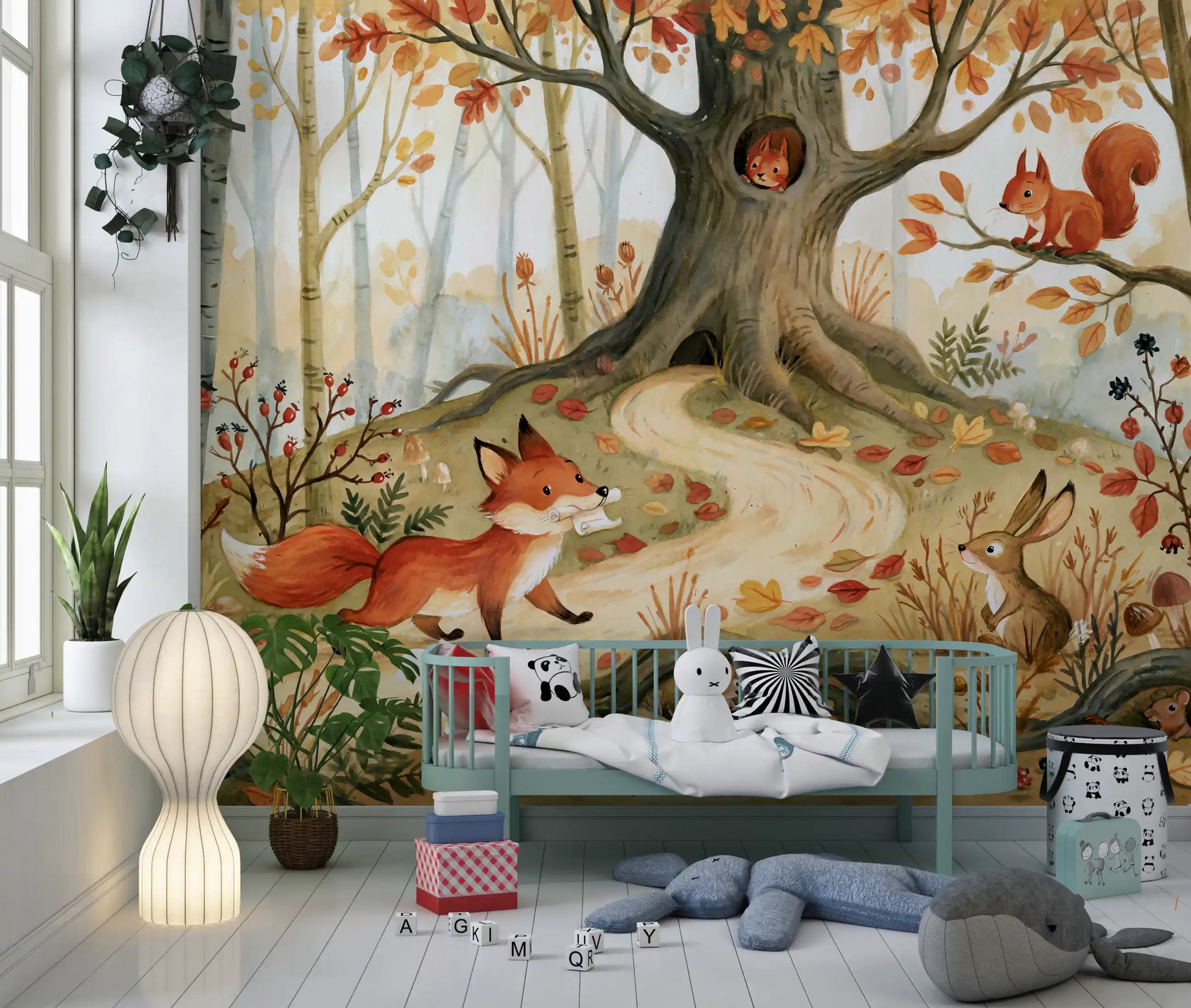 Fox and Woodland Friends Meadow Scene Wall Mural