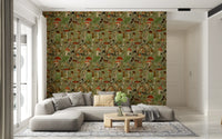 Vintage Woodland Mushroom and Fern Forage Wallpaper⁠