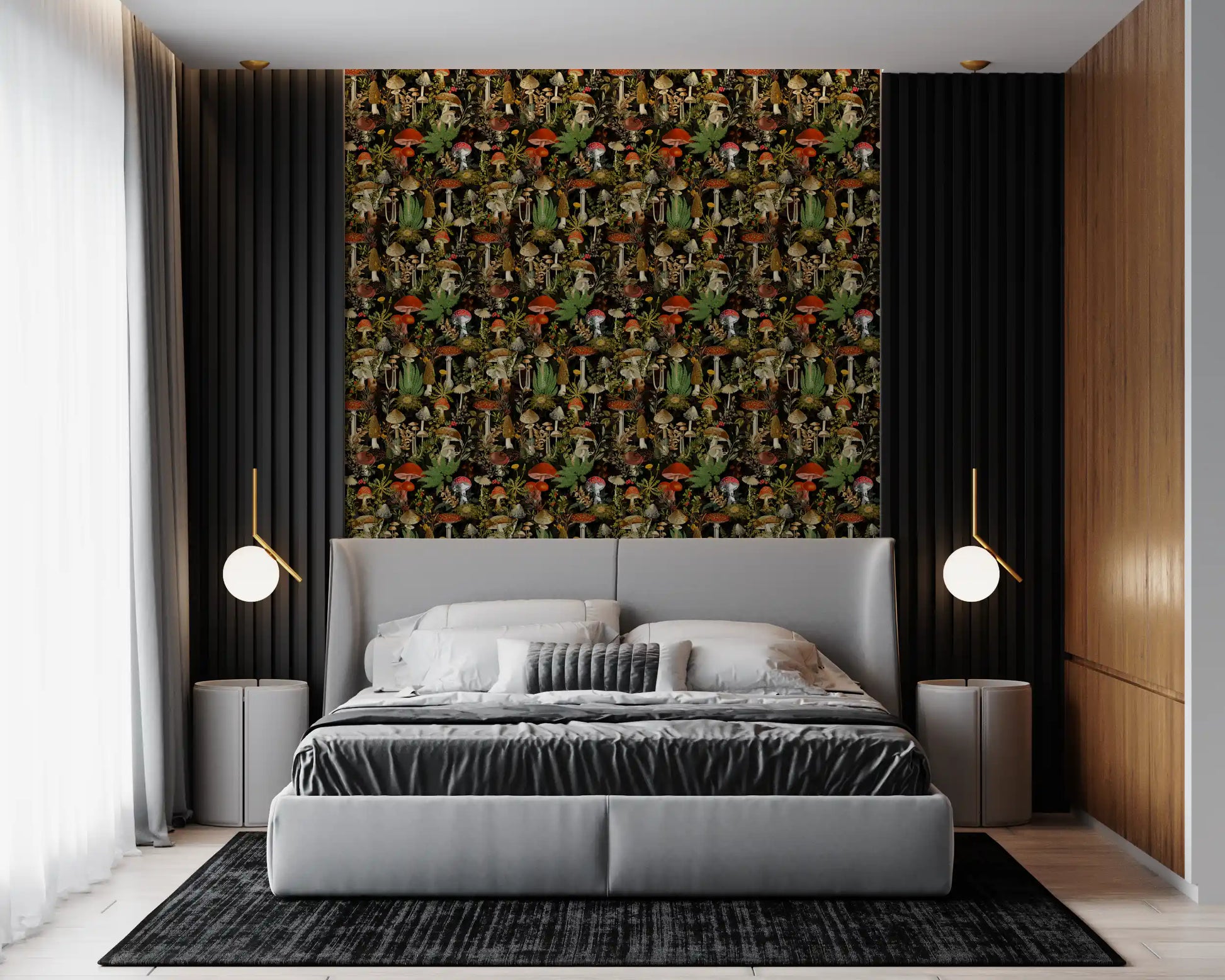 Vintage Woodland Mushroom Harvest Wallpaper⁠