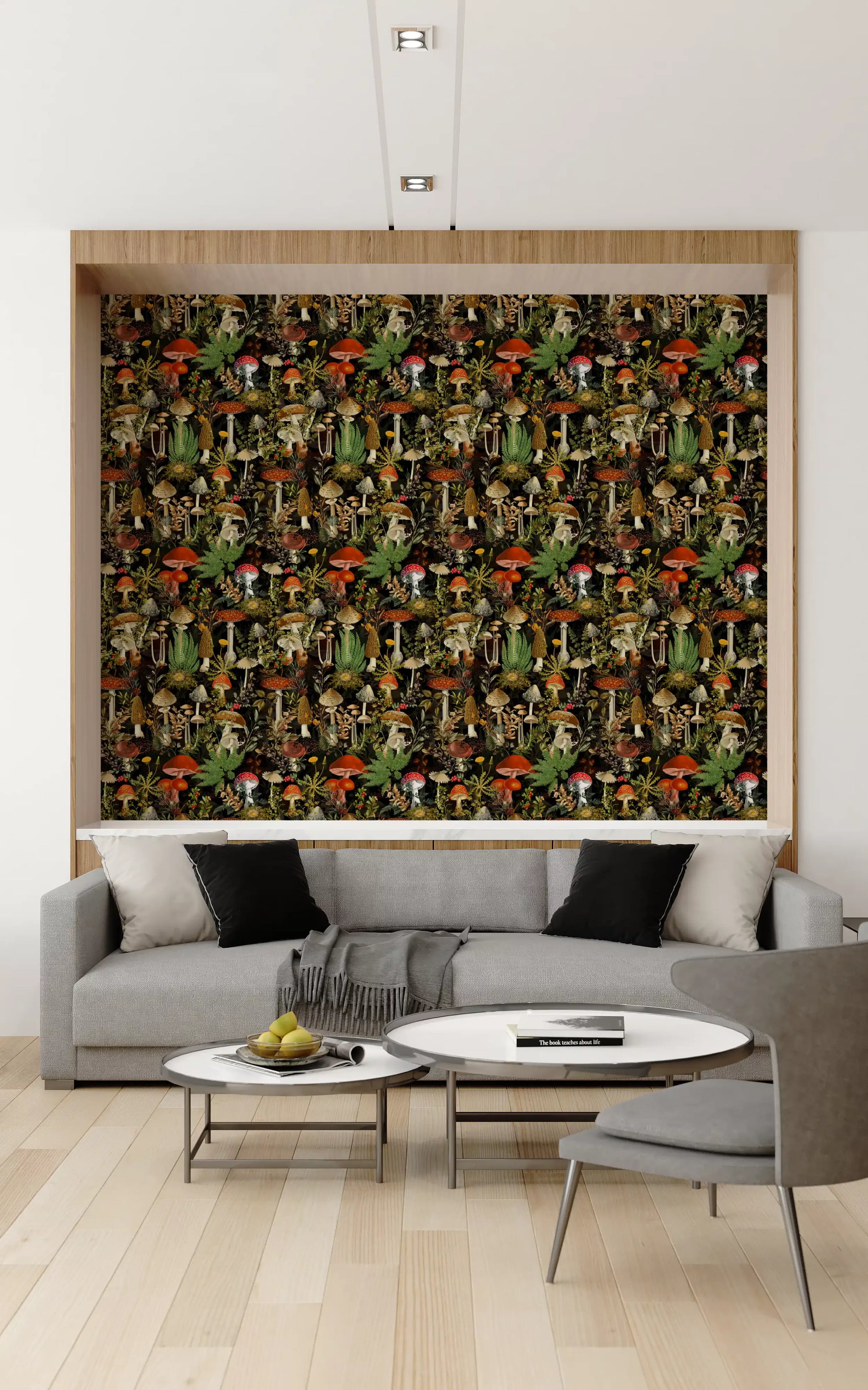 Vintage Woodland Mushroom Harvest Wallpaper⁠