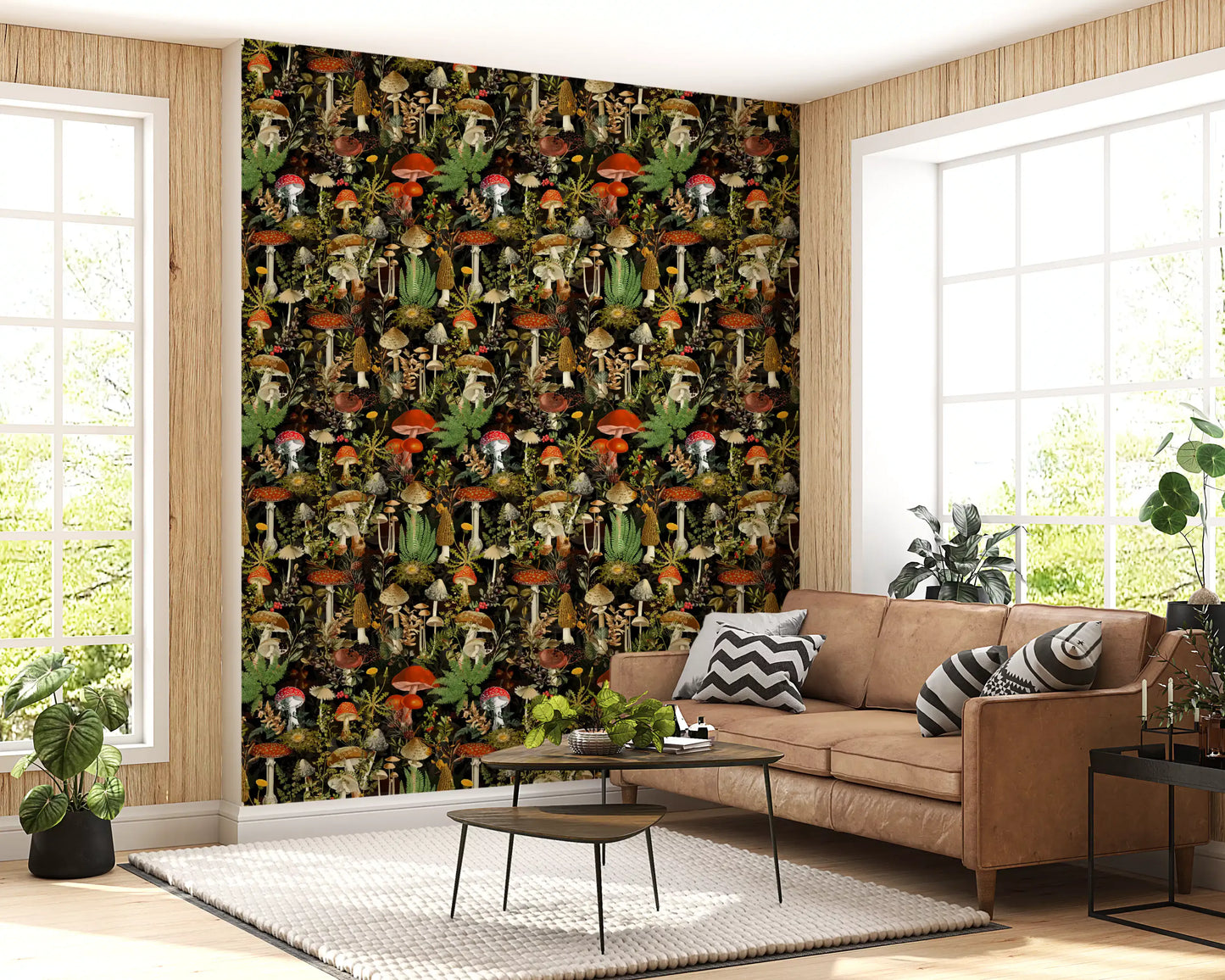 Vintage Woodland Mushroom Harvest Wallpaper⁠