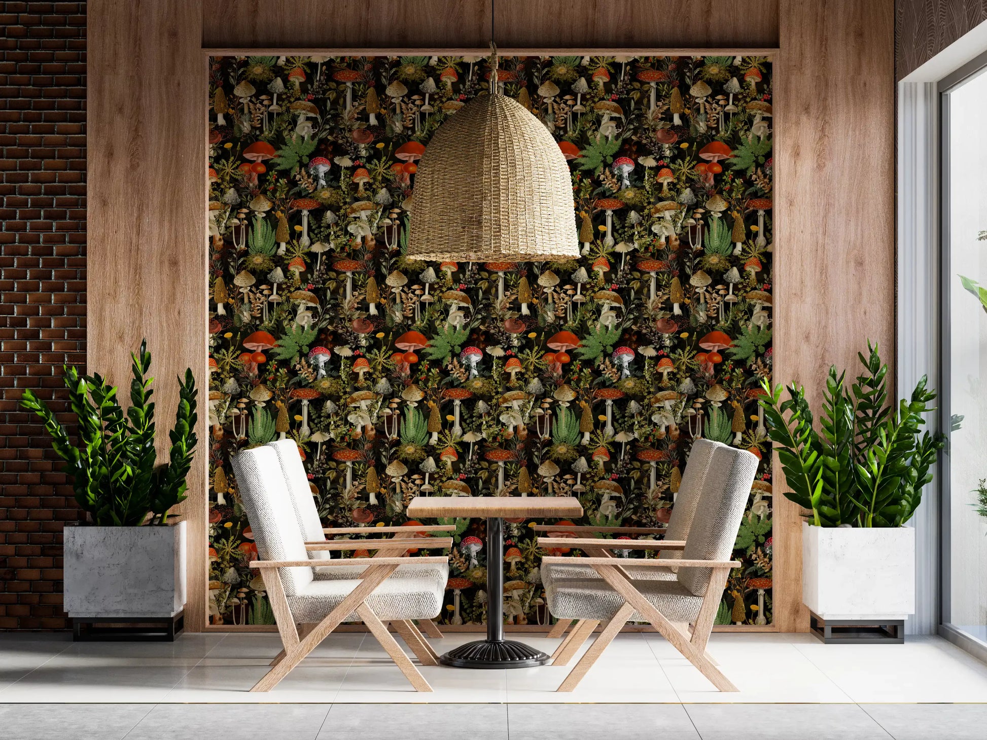 Vintage Woodland Mushroom Harvest Wallpaper⁠
