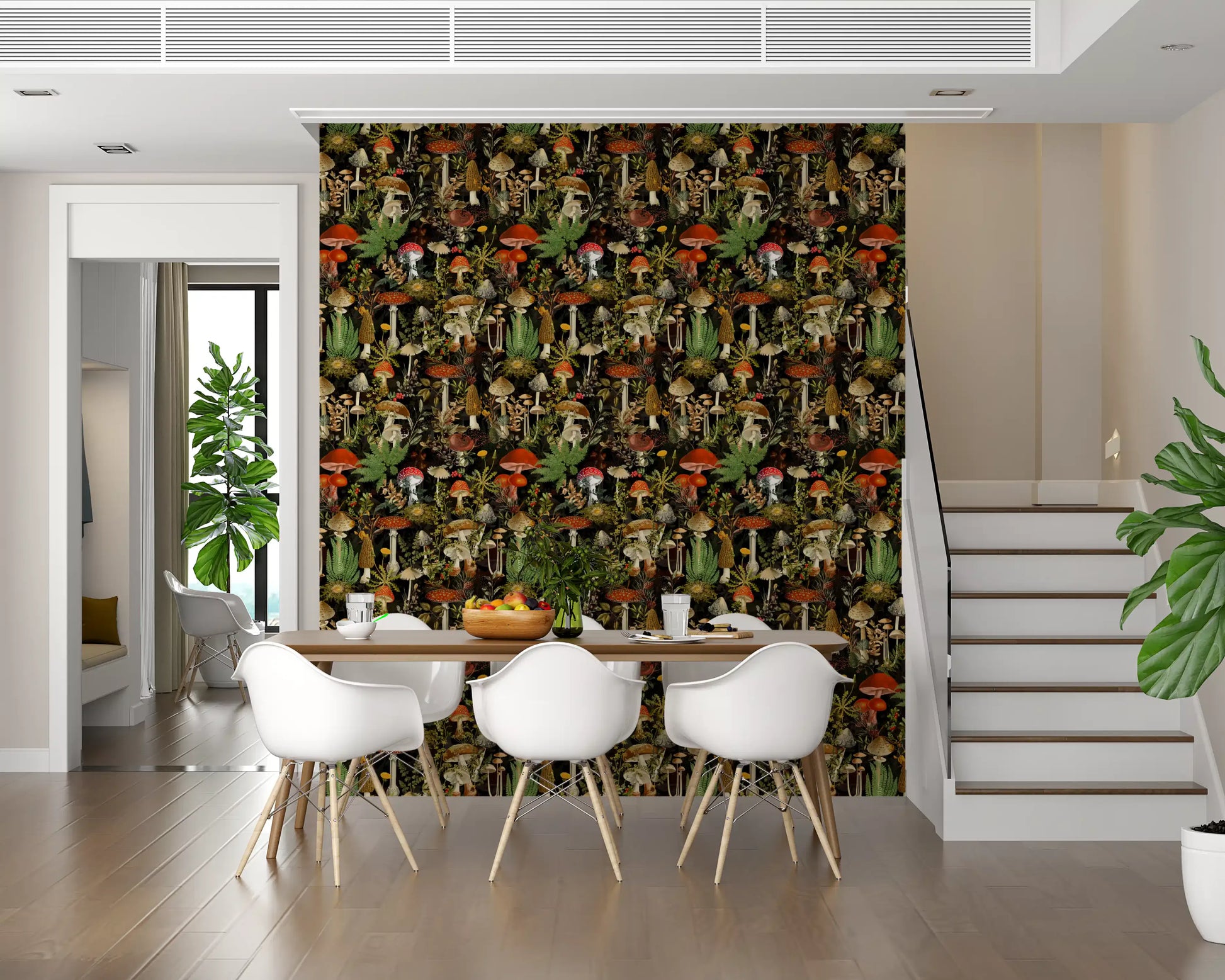 Vintage Woodland Mushroom Harvest Wallpaper⁠