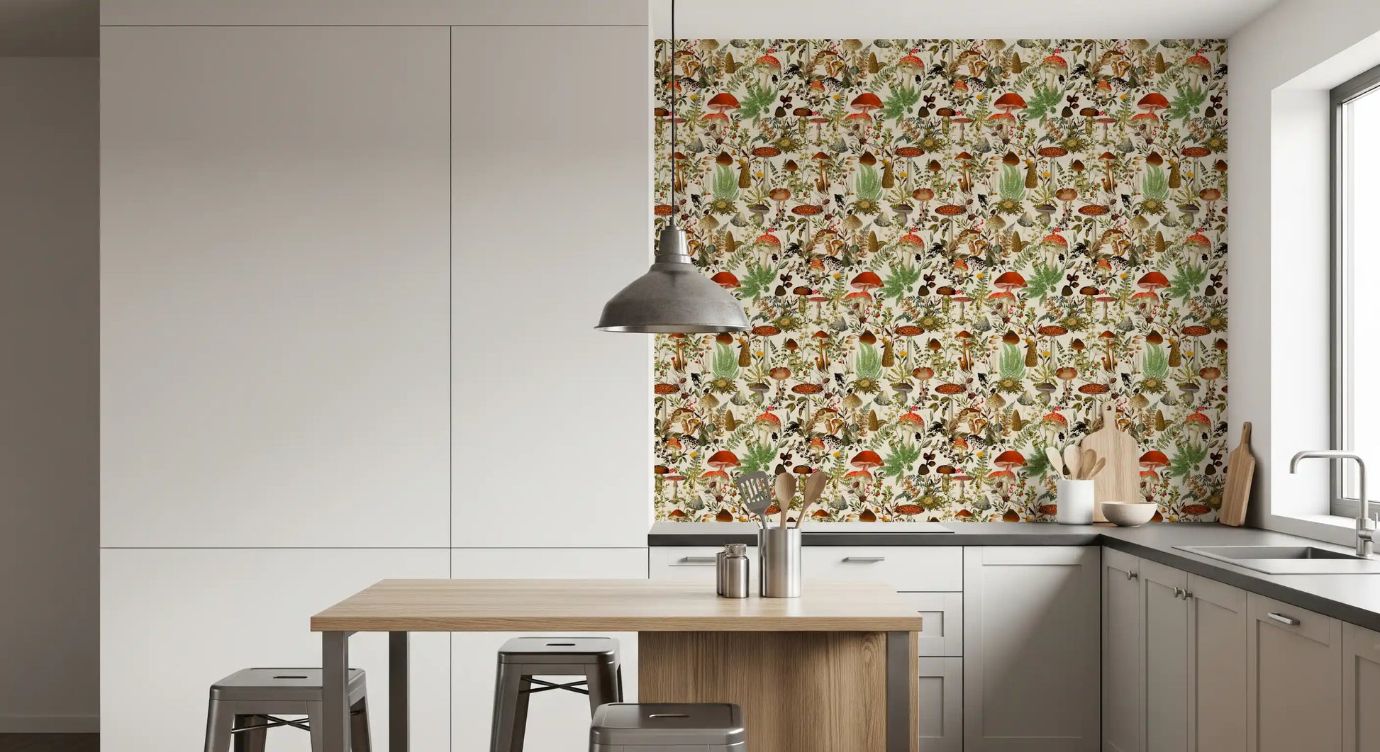 Rustic Toadstool and Woodland Meadow Flora Wallpaper⁠