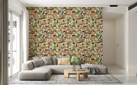 Rustic Toadstool and Woodland Meadow Flora Wallpaper⁠