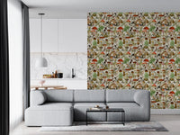 Rustic Toadstool and Woodland Meadow Flora Wallpaper⁠