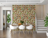 Rustic Toadstool and Woodland Meadow Flora Wallpaper⁠
