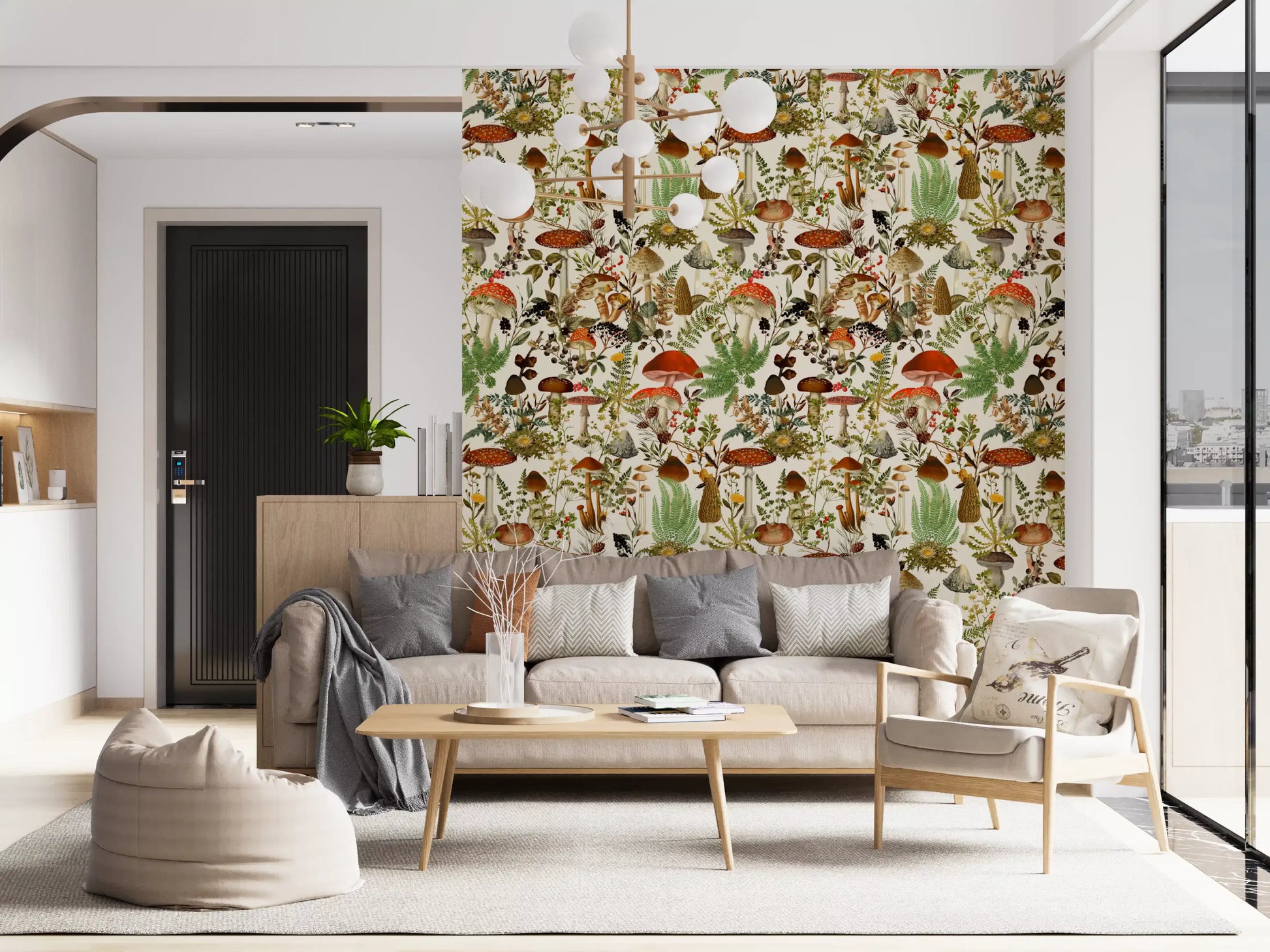 Rustic Toadstool and Woodland Meadow Flora Wallpaper⁠