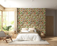 Rustic Toadstool and Woodland Meadow Flora Wallpaper⁠