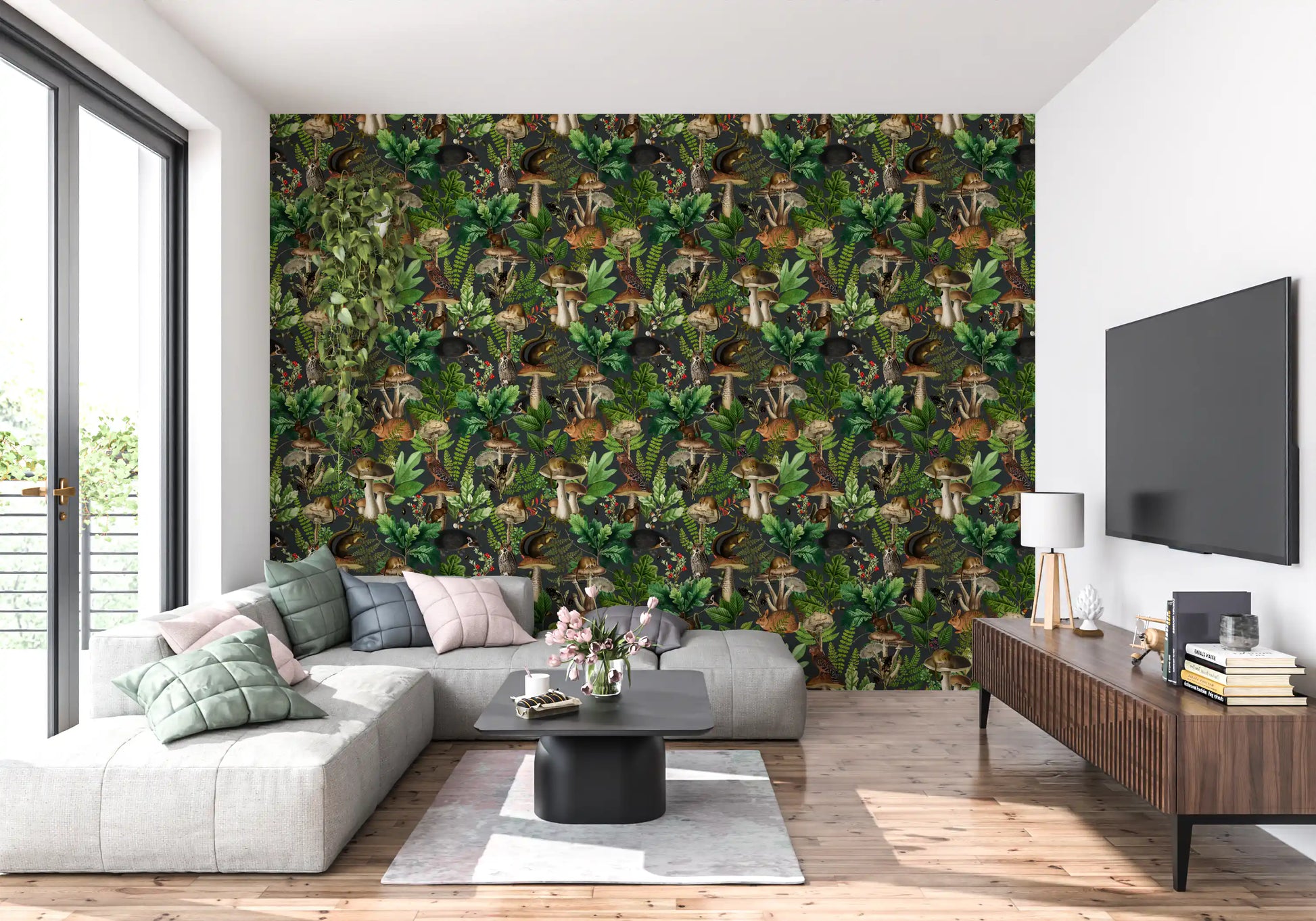 Vintage Forest Creatures and Fungi Wallpaper⁠