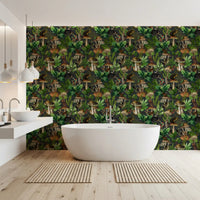 Vintage Forest Creatures and Fungi Wallpaper⁠